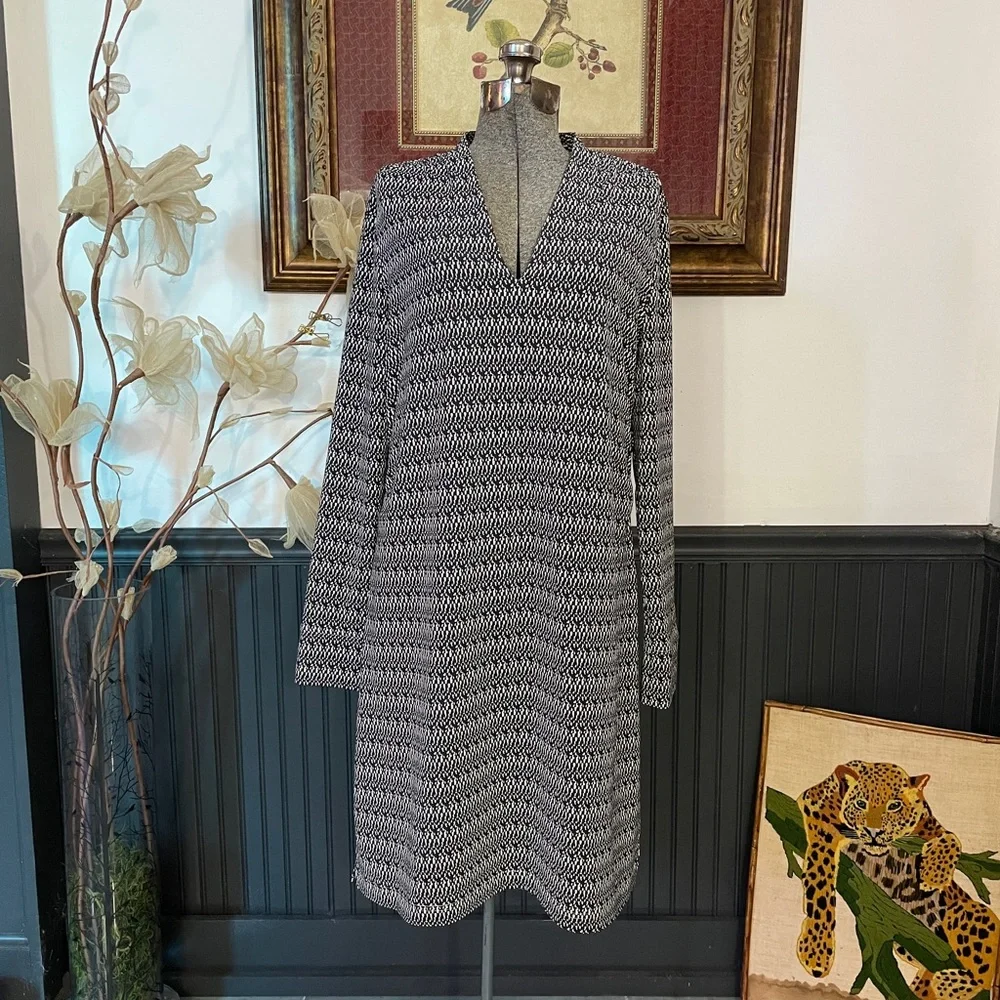 Ellie Kai Geometric Wrinkle Resistant Shift Dress Travel Ready Sz 14 💚🎀